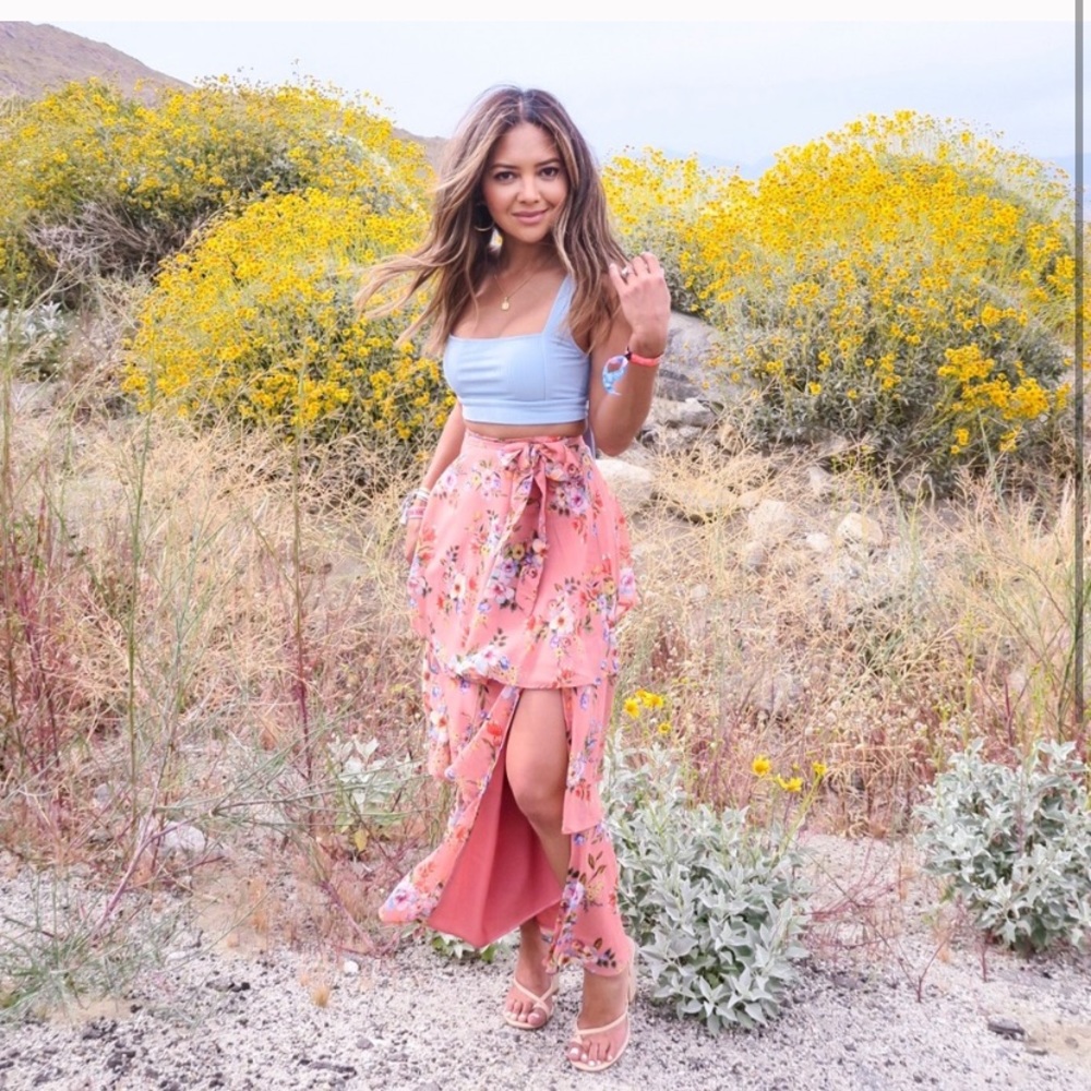 REPOSH Floral 3 Tiered Midi Skirt